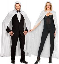 Umhang mit Kapuze aus Samt, unisex:150 cm, weiss 