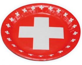 Schweizer Kreuz Partyteller: 1.August Dekoration:8 Stück, 23 cm, rot