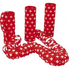 Schweizer Kreuz Luftschlangen: 1. August Dekoration:3 Stück, 4 m, rot