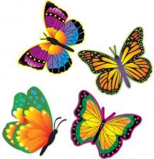 Accessoires:Décoration murale papillons:4 pièce, 32 cm, multicolore 
