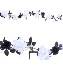 Garland with white roses with changing light:180 cm, white 
