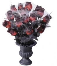 Accessoires:Vase with red roses and spider web:35 cm, black 