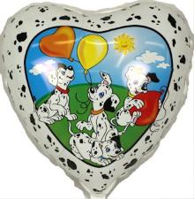 Accessoires:Silberfolienballon Herz weiss:Dalmatiner transp. (Ital.Liz.) 