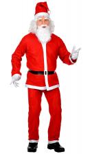 Nikolaus Kostüm mit Jacke, Hose, Gürtel, Mütze, Bart:rot