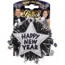Brosche:Happy New Year:7 x 7 cm, silver