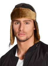 Accessoires:Fliegerkappe mit Fell:schwarz 