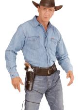 Accessoires:Cowboy Gürtel mit Holster für Erwachsene:100 - 115 cm, braun 