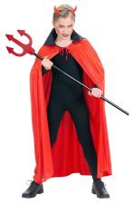 Devil cape with black velvet collar: for kids:110 cm, red 