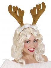 Rentiergeweih Haarreif mit Marabu und Glöckchen:braun