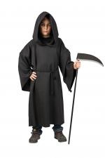 Accessoires:Sensemann Kostüm Kinder mit Kutte, Kapuze und Kordel:schwarz 