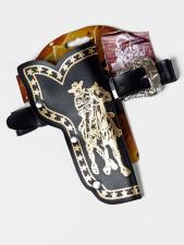 Accessoires:Kinder Cowboy Coltgürtel mit Holster:95cm, schwarz 