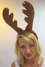 Accessoires:Weihnachtsmütze Rentiergeweih als Haarreif mit Glöckchen:braun 