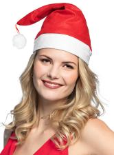 Samichlausmütze / Weihnachtsmütze mit Bommel:rot 