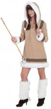 Eskimo Damenkostüm: Kleid mit Kapuze 