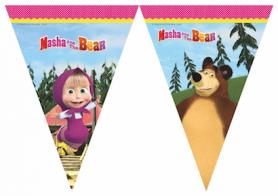 Accessoires:Masha&Bear Wimpelkette Girlande:2,3 m / 30 cm x 20 cm, mehrfarbig 