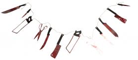 Accessoires:Bloody tool garland: Halloween Decoration:6 m / 30 cm, multicolored One size