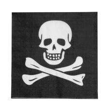 Accessoires:Piraten Servietten: Motiv Totenkopf:12 Stück, 33 x 33 cm, schwarz/weiss 