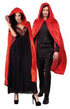 Teufel Umhang/Cape mit Kapuze Samt, Unisex:170cm, rot 