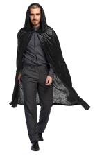 Accessoires:Umhang mit Kapuze Samt, unisex:170 cm, schwarz 