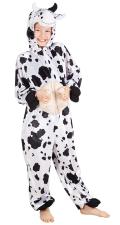Accessoires:Cow kids costume: Plush jumpsuit with a hoodie:1.40 m, white 