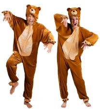 Accessoires:Ours Déguisement Unisex: Combinaison en peluche avec capuche:marron 