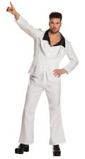 Disco Fever Costume Men: 70er years John Travolta Outfit:white 