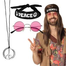 Accessoires:Peace hippie set: headband, glasses and necklace:silver 