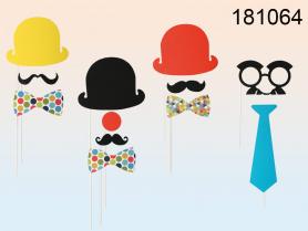 Party-Foto-Verkleidung auf Stick: für kleine und grosse Kinder:4 Stück, 20 cm, bunt 