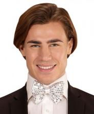 Glitter sequin bow tie with 4 LED lights:silver 