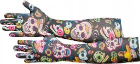 Tag der Toten Handschuhe: Dia de los Muertos Damenhandschuhe:mehrfarbig
