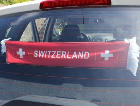 Car flag Switzerland:48 x 9 cm, red 