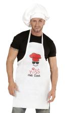 Kochschürze Kiss the Cook:weiss 