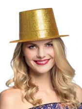 Glitter Zylinder Hut, gold:gold