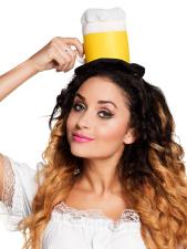 Bierkrug-Haarreif Damen: Witziger Wiesn Kopfschmuck:gelb/schwarz 
