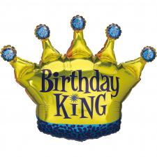 Accessoires:Balloon foil Birthday King blau:yellow 