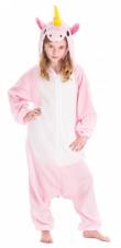 Accessoires:Unicorn Costume : Plush jumpsuit with a hoodie:140 cm, pink 140 cm
