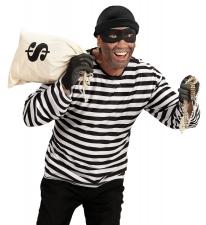 Bank robber Outfit Set, T-Shirt Beanie and Eyemask:black/white 