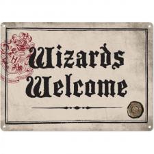 Accessoires:Harry Potter tin sign: Wizards welcome:21 x 15 cm, white 