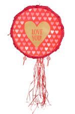 Piñata Love You à tirer: jeu amusant pour Saint-Valentin:40 x 40 x 8 cm, rouge 