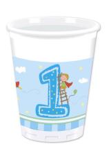 1. Anniversaire Gobelet Boy: Anniversaire des enfants Décoration de table:8 pièce, 2dl, multicolore 