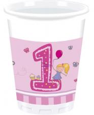 1. Anniversaire Gobelet Girl: Anniversaire des enfants Décoration de table:8 pièce, 2dl, multicolore 