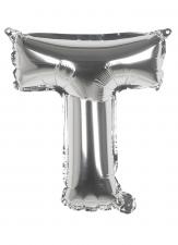 Accessoires:Folienballon Buchstabe 'T' :36cm, silber 