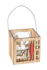 Holzbox mit Glas für Kerze:8cm x 8cm x 8cm 