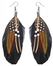 Earrings with feathers:brown