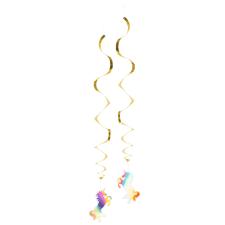 Accessoires:Unicorn Decoration swirls: Double side and Rainboweffect:2 Item, 85 cm, or/gold 