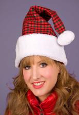 Weihnachtsmütze kariert:rot 