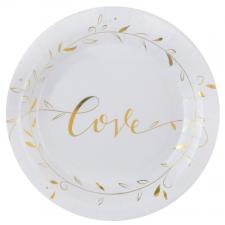 Accessoires:Wedding Love Single-use plate:10 Item, 22.5 cm, white 