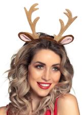 Rentier Geweih Weihnachts-Haarreif mit Ohren:braun 