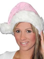 Bonnet de Noël avec bordure en fourrure et paillettes:rose 