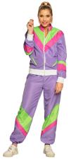 Accessoires:Retro Trainingsanzug retro 80/90 Jahre für Damen: Jacke und Hose:lila M
